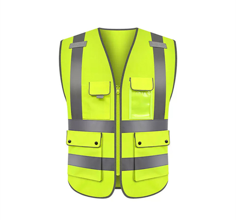 High Visible Security Reflective Jacket 100% Polyester Fabric Safety Vest Customized LOGO Orange fluorescent hivis vest