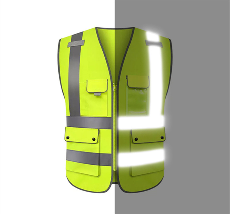 High Visible Security Reflective Jacket 100% Polyester Fabric Safety Vest Customized LOGO Orange fluorescent hivis vest