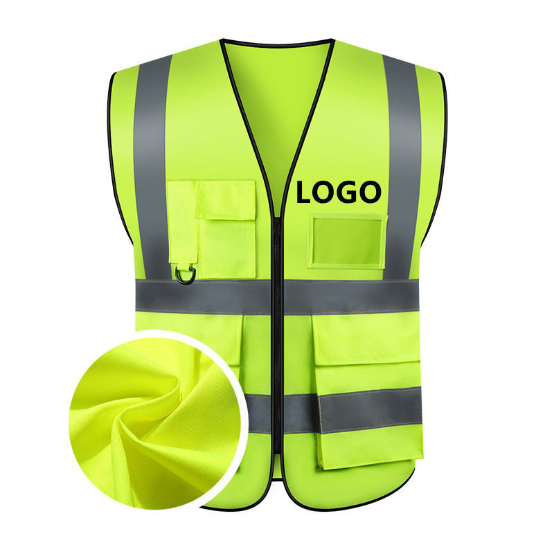 Fluorescent yellow Reflective safety Vest with logo for road safety Mesh for summer