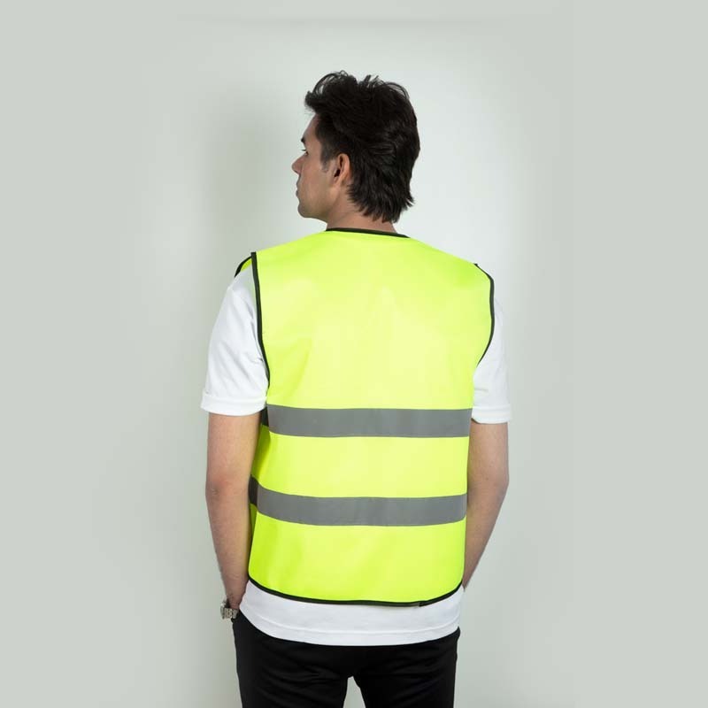 construction mens black and yellow and orange custom customised reflective safety work vest with logo with pockets