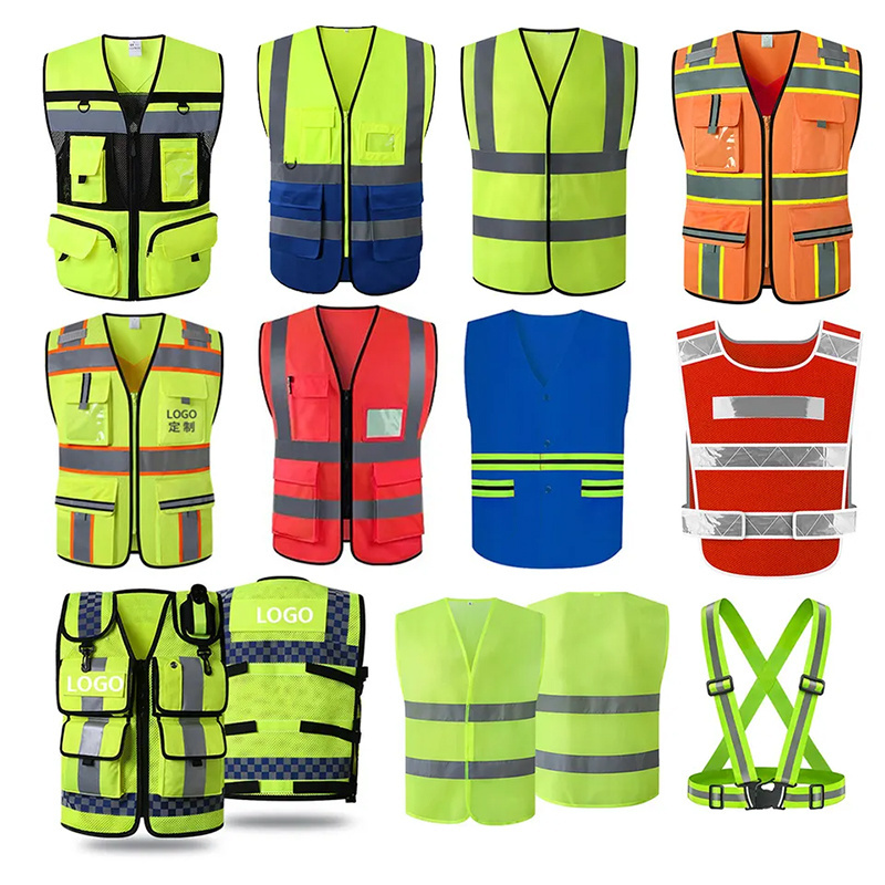 Custom logo high visible  safety vest high visibility class 3 reflector jacket with multi pockets ID window