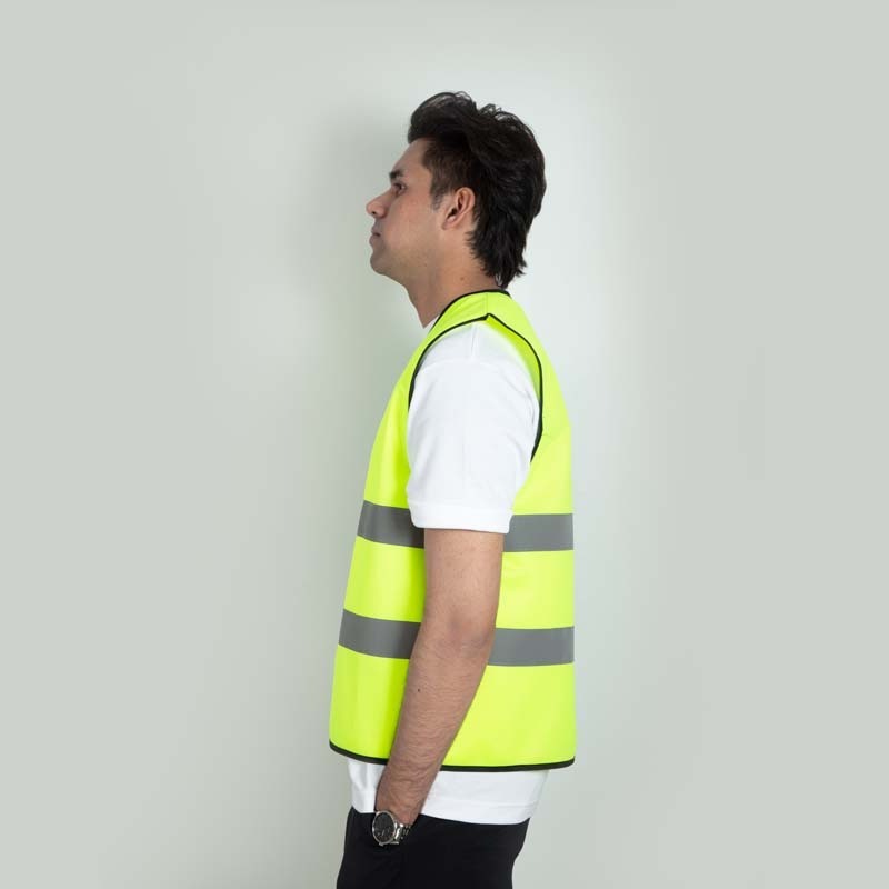 construction mens black and yellow and orange custom customised reflective safety work vest with logo with pockets