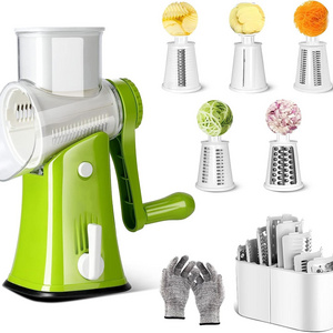 Hot sale  Rotary Cheese Grater, Handheld Vegetable Slicer with 5 Stainless Steel Blades for different goods