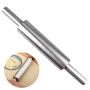 Smooth Non Stick Stainless Steel Rolling Pin for Home Baking Cooking