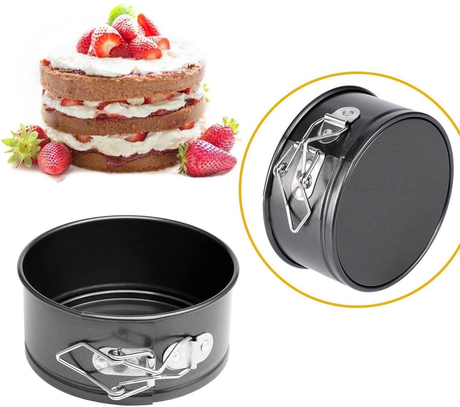 4Inch Small Nonstick Cheesecake Pan Non-Stick Coating Carbon Steel Cake Pan for Mini Cheesecakes Pizzas and Quiches