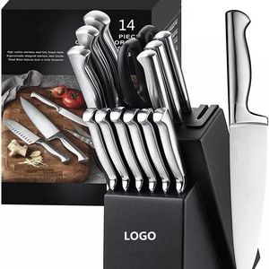 14 Pieces Kitchen Knives Stainless Steel Hollow Handle Self Sharpening Chef Kitchen Knife Set