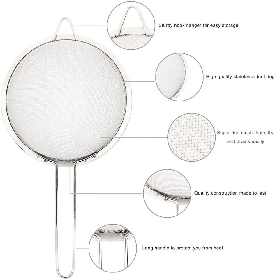 sale well high quality stainless steel strainer Strainer with Double Fine Mesh