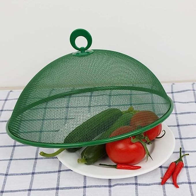 2Pcs Round Metal Mesh Food Cover, 13.78 Inch Mesh Screen Food Cover Tents Umbrella, Reusable Food Cover Net