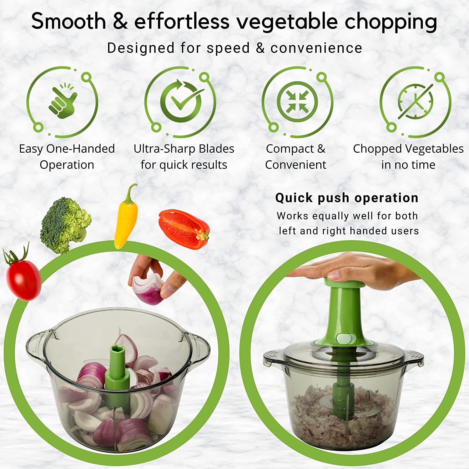 Quick Manual Hand Press Chopper to Chop Vegetables Hand Held Chopper Salad Spinner