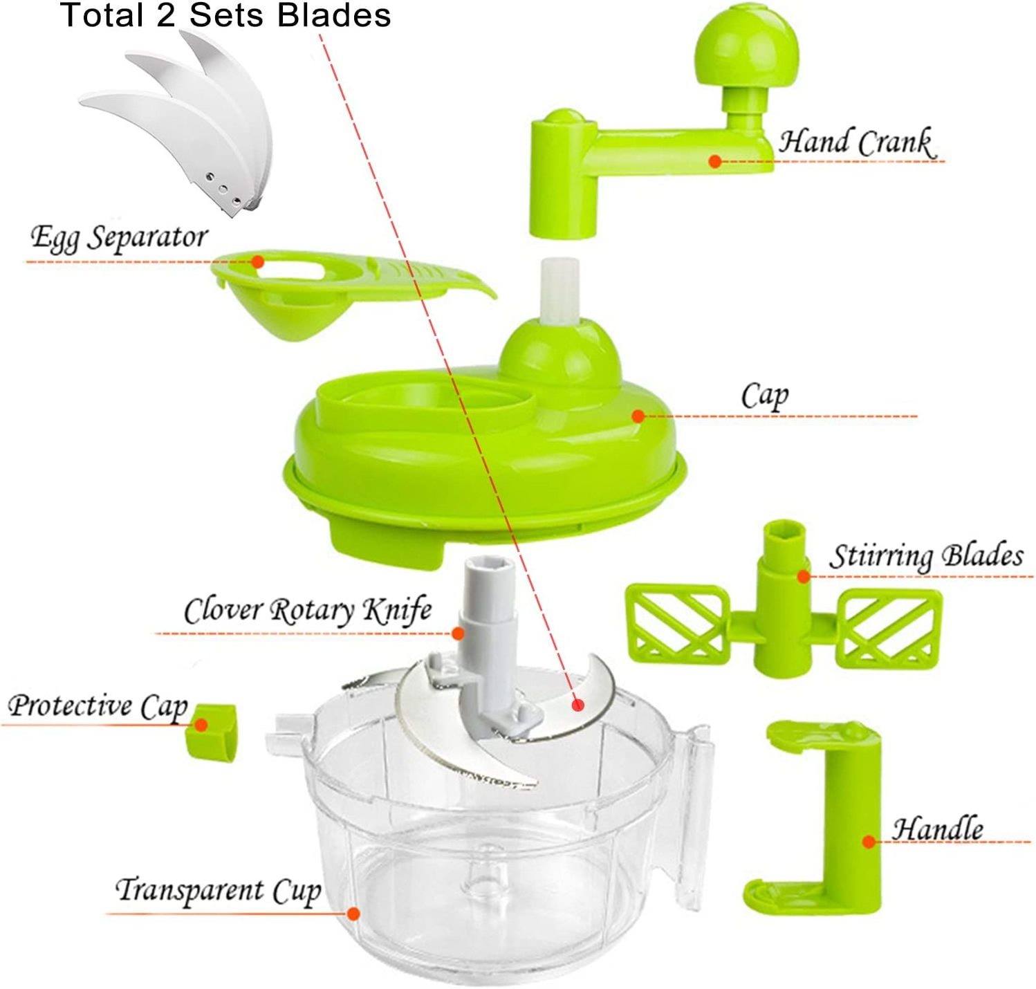 Kitchen Food processes Hand Crank Food Processor Manual Food Chopper Meat Grinder