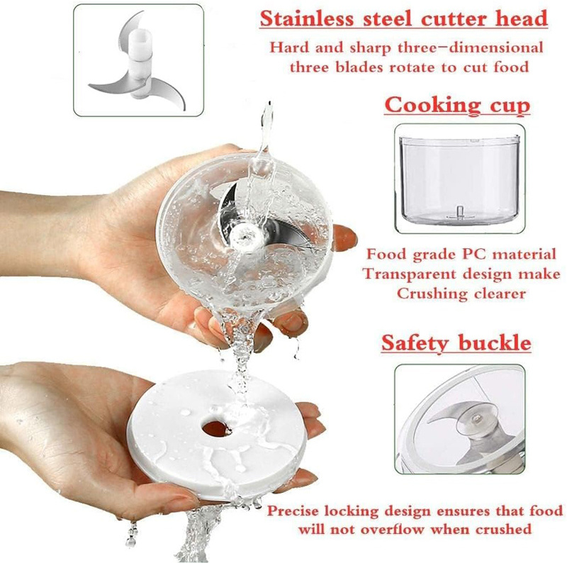 USB Rechargeable Portable Electric Food Crusher Wireless Mini Cutter for Chopping Vegetable 250ML Electric Garlic Chopper