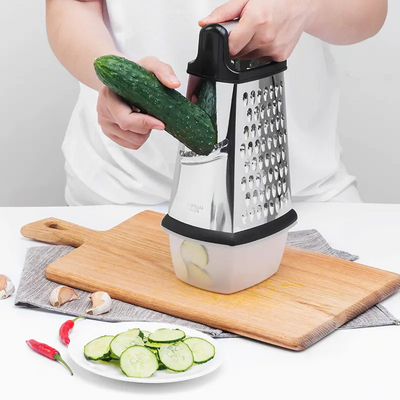 Professional Box Grater Stainless Steel Grater with Container High Quality 4 Sides Grater for Cheese Vegetables Ginger