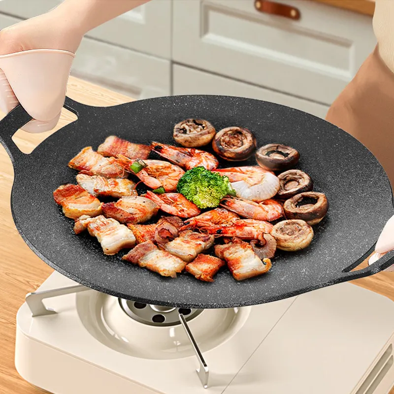 Outdoor camping high quality BBQ frying pan korean grill pan outdoor cooking food pan