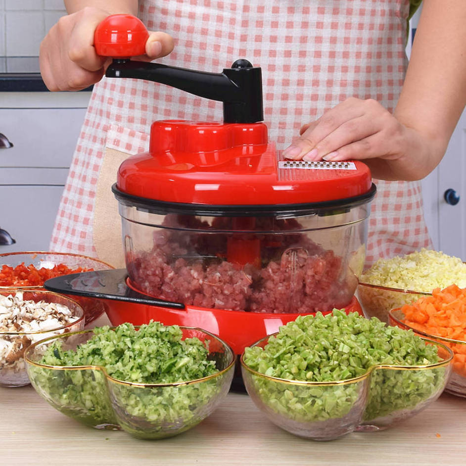 Hand Food Chopper, Vegetable Quick Chopper Manual Food Processor, Easy to Clean Food Dicer Mincer Mixer Blender