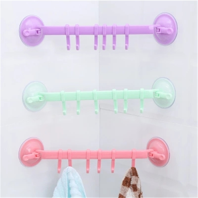 Plastic 6 Suction Hooks Removable and Reusable Kitchen Hook Wall Hanger  Suction Cup Hook for Shower