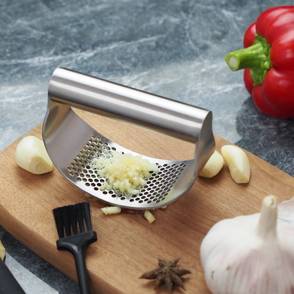 100% Stainless Steel Garlic Press Rocker, Garlic Rocker Crusher Garlic Chopper Mincer Press,Kitchen Garlic Masher