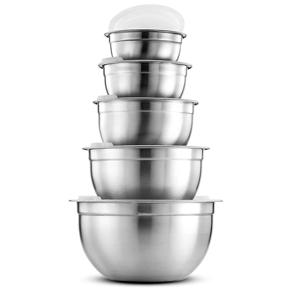 Premium Baking tool Stainless Steel Salad Nesting Bowls Mixing Bowls with Airtight Lids