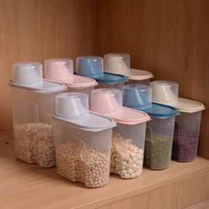 2.5L Storage Container Plastic Cereal Dry Food Flour Bin Pet Dog Cat Food Dispenser with Measuring Cup for Kitchen Use