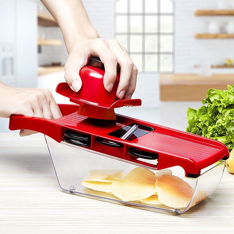 6 in 1 Multifunctional Vegetable Cutter Manual Dicer Julienne Spiral Mandoline Fruit Onion Potato Slicer Grater Chopper