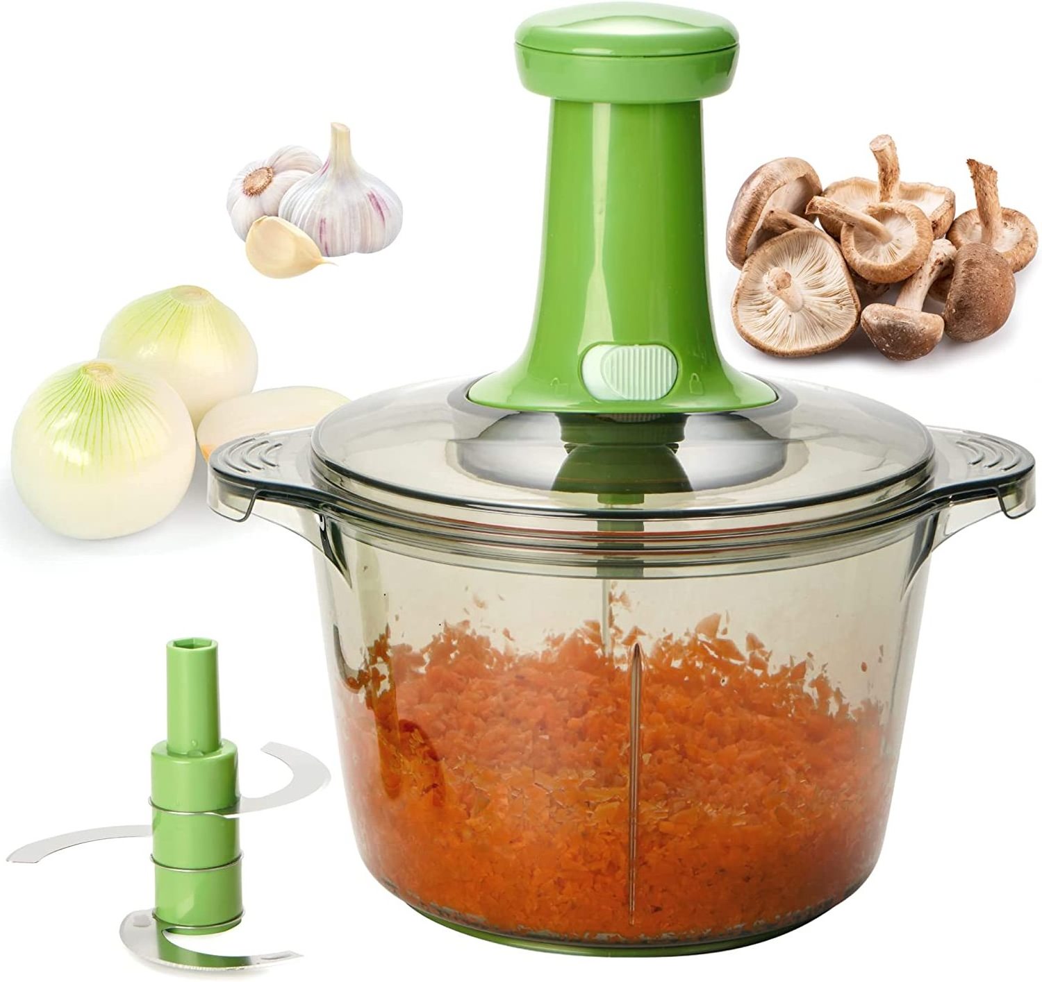 Quick Manual Hand Press Chopper to Chop Vegetables Hand Held Chopper Salad Spinner