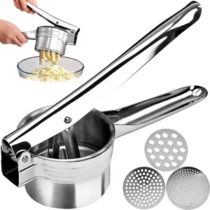 Potato Ricer Masher Premium Stainless Steel 3 Interchangeable Discs Manual Onions Potato Ricer