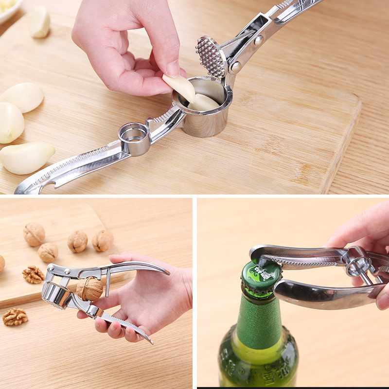 Kitchen Gadgets Multifunctional Garlic Press Crusher Stainless Steel