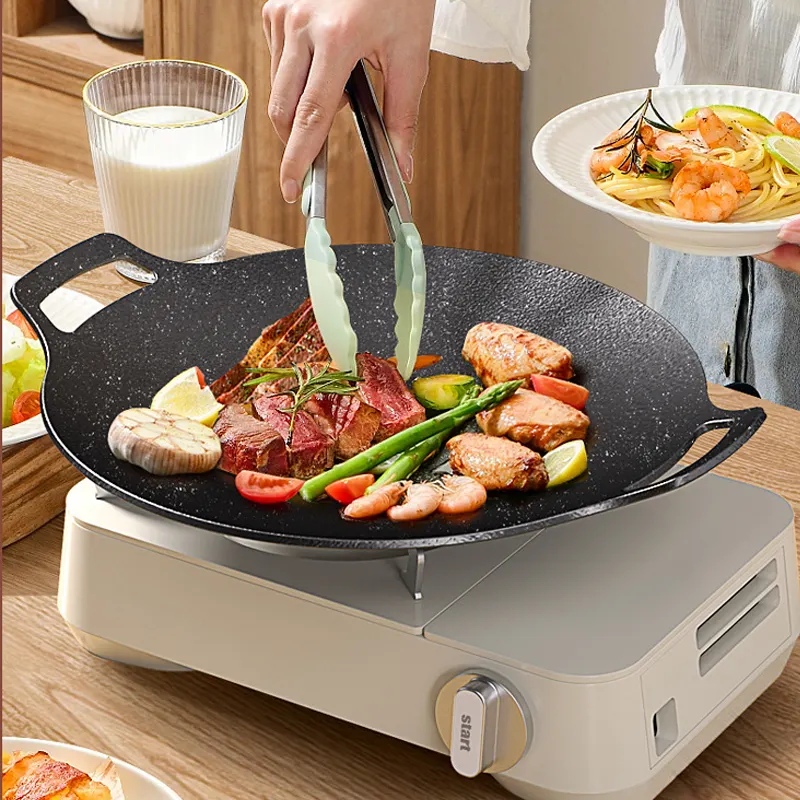 Outdoor camping high quality BBQ frying pan korean grill pan outdoor cooking food pan