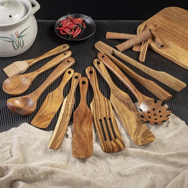 High quality Kitchen Accessories Cooking Tools Utensils Kitchen Cookware Wooden Kitchen Utensil Set For Home