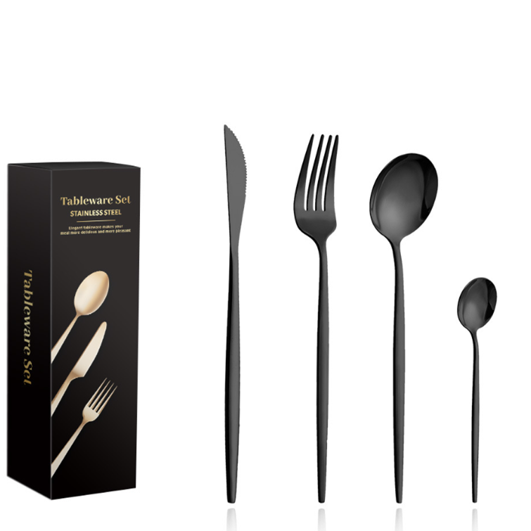 24 Pcs Luxury Disposable Gold Stainless Steel Cutlery Set Portugal Flatware including Spoon Fork Knife Flatware Set