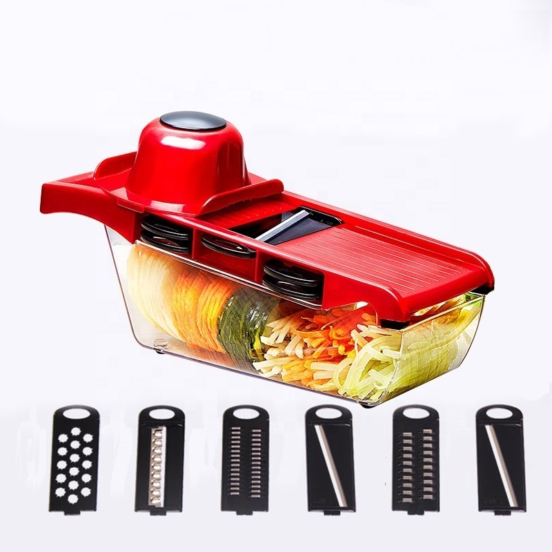 6 in 1 Multifunctional Vegetable Cutter Manual Dicer Julienne Spiral Mandoline Fruit Onion Potato Slicer Grater Chopper