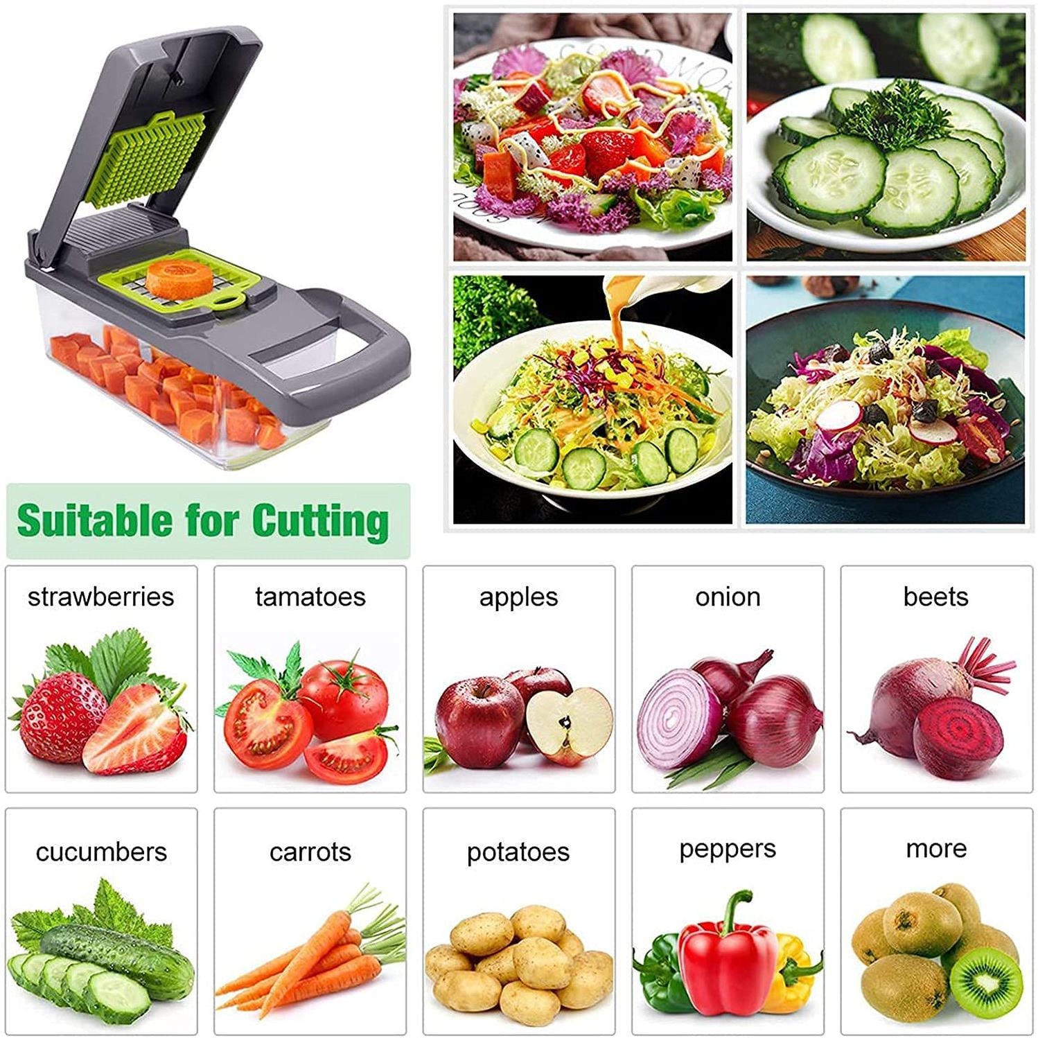 12 in 1 Multifunctional Food Chopper Kitchen ABS Good Quality Pro Onion Chopper with Egg Separator Container