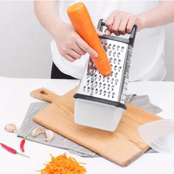 Professional Box Grater Stainless Steel Grater with Container High Quality 4 Sides Grater for Cheese Vegetables Ginger