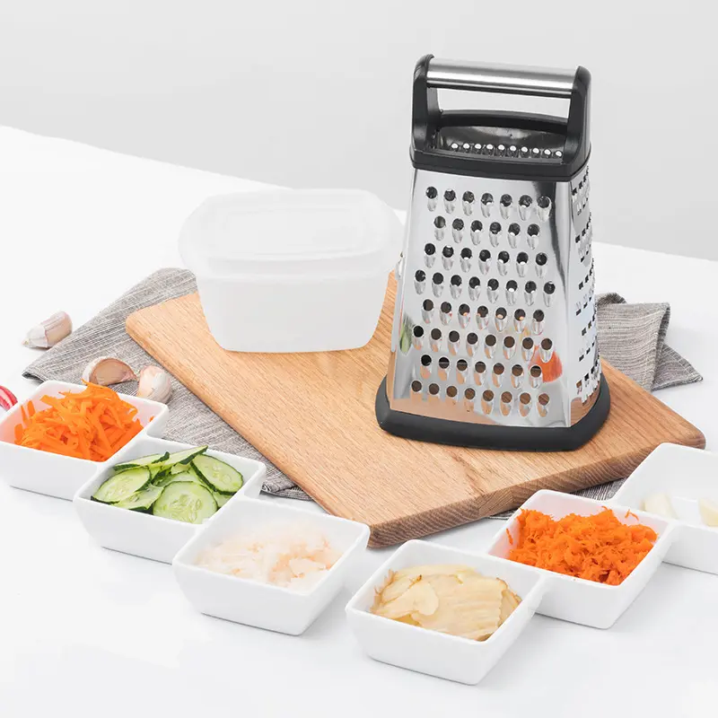 Professional Box Grater Stainless Steel Grater with Container High Quality 4 Sides Grater for Cheese Vegetables Ginger