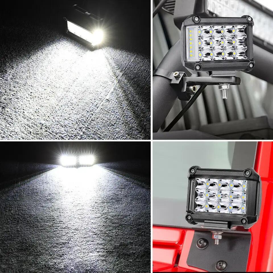 Dual Color 3 Side Shooter 72W LED Work Light Strobe Pod Light Bar Flashing driving fog Light For Truck SUV ATV 4WD