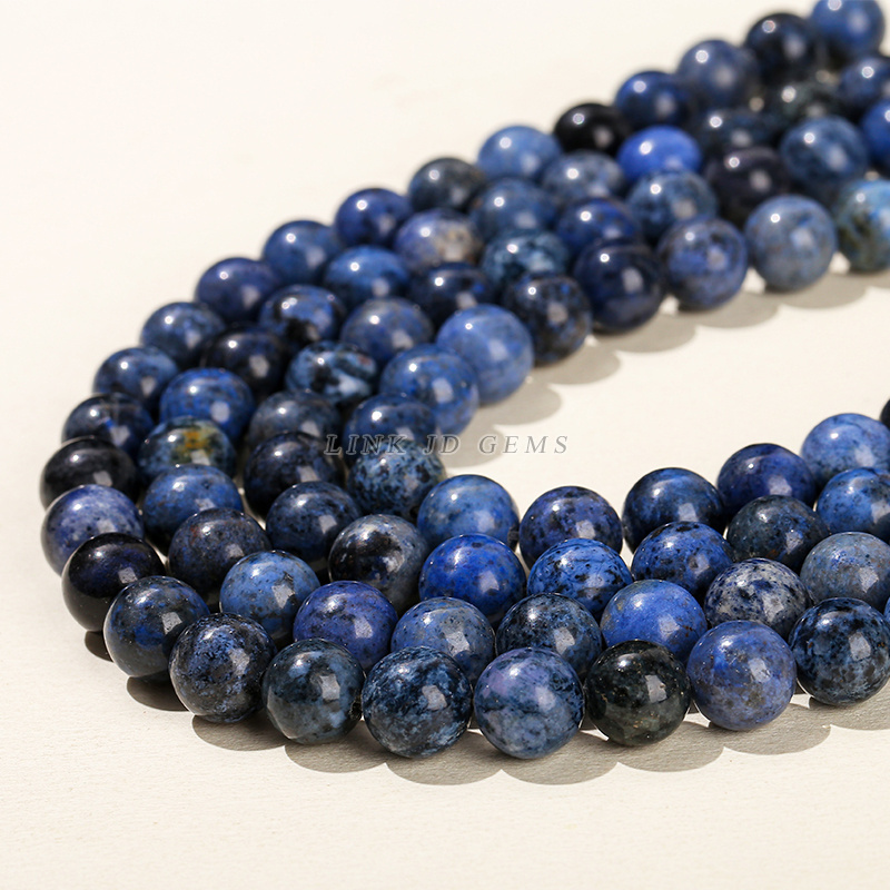 JD Semi Precious Dark Blue Color Gemstone Beads 6mm 8mm 10mm Natural Dumortierite Stone Round Loose Beads for Jewelry Making