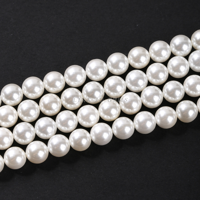 Wholesale 2-20MM Colored Dazzle 7A Natural Shell Pearl Outside Plated White Beads Round Loose Spacer Beads for Jewelry Making