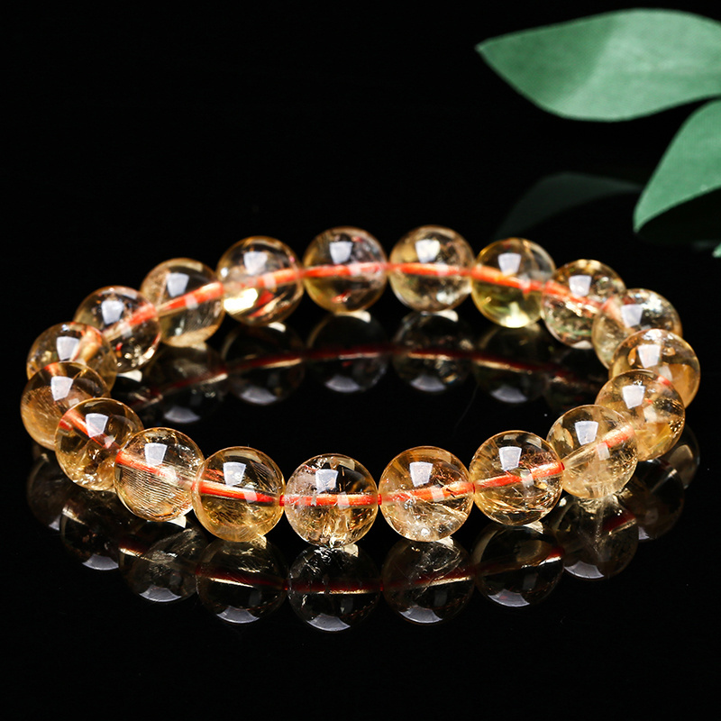 JD Women Yellow Quartz Crystal Yoga Meditation Reiki Healing Stretch Bangles 7A Natural Stone Citrines Beads Bracelet