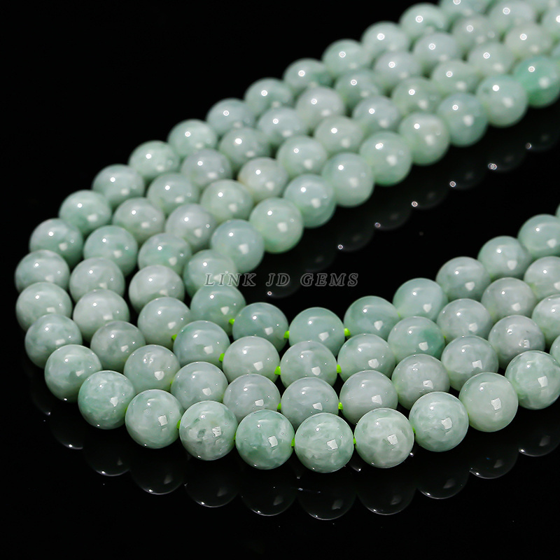 JD 8mm Genuine Natural Burma Jades Stone Beads Natural Jadeite Emerald Jade Round Loose Beads For Jewelry Making