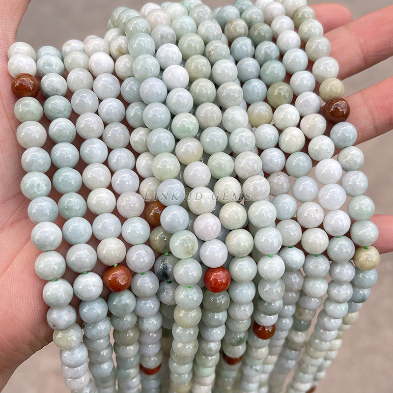 High Quality 6mm 8mm 10mm Natural Light Color Myanmar Emerald Jade Round Loose Spacer Beads for Jewelry Making