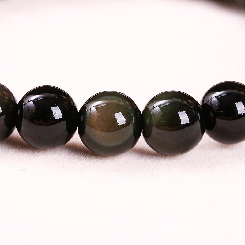 JD GEMS Healing Crystal Energy Quartz Chakras Jewelry 6mm 8mm 10mm 12mm Bead 5A 7A Natural Black Obsidian Bead Stretch Bracelet