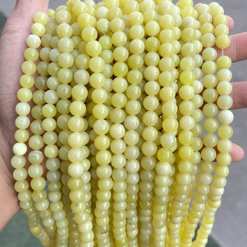 JD 4/6/8/10/12mm Natural Stone Beads Ice Lemon Jades Round Loose Spacer Beads For Jewelry Making