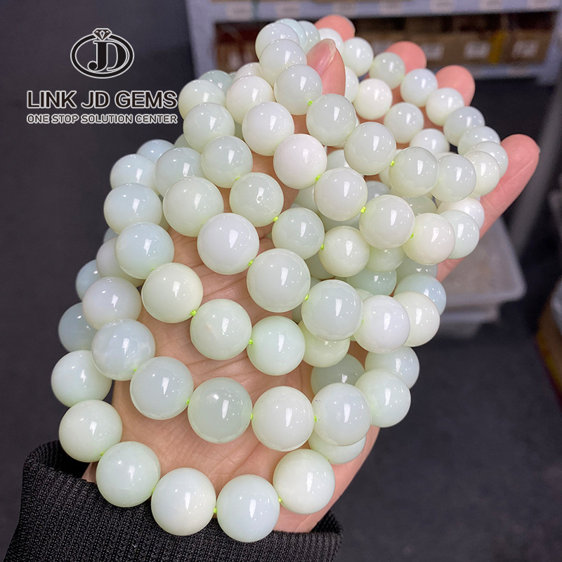 JD Natural Stone Myanmar Green Jade Beaded Bracelets Women Round Chalcedony Buddha Bead Yoga Bangles Energy Healing Jewelry Gift