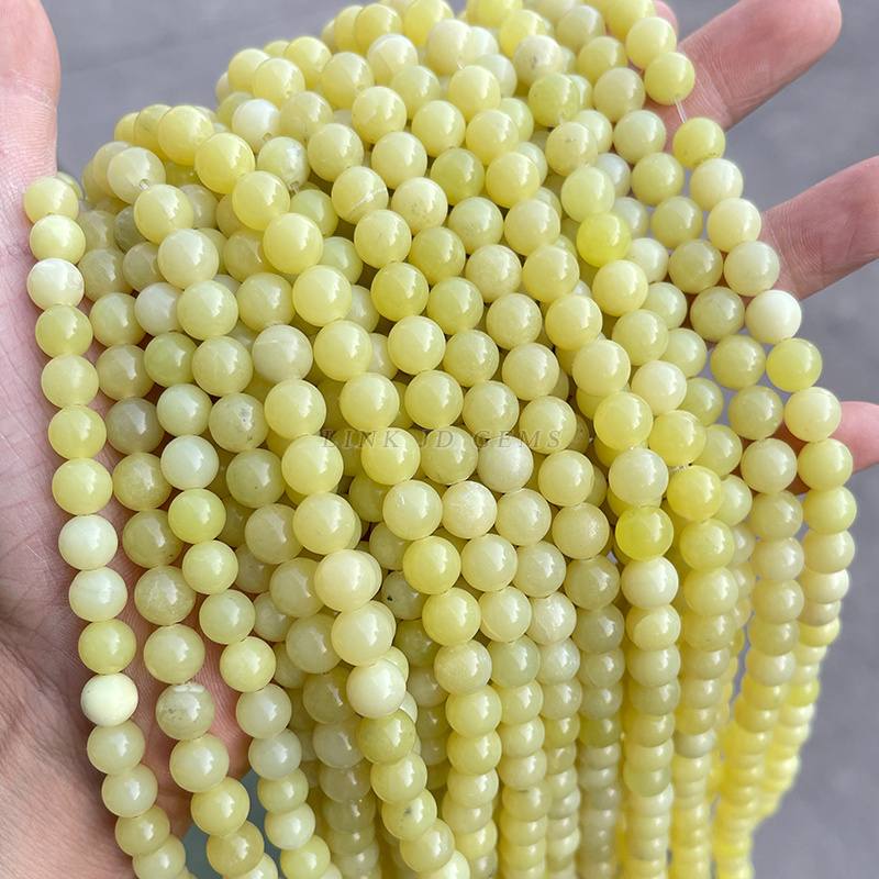 JD 4/6/8/10/12mm Natural Stone Beads Ice Lemon Jades Round Loose Spacer Beads For Jewelry Making