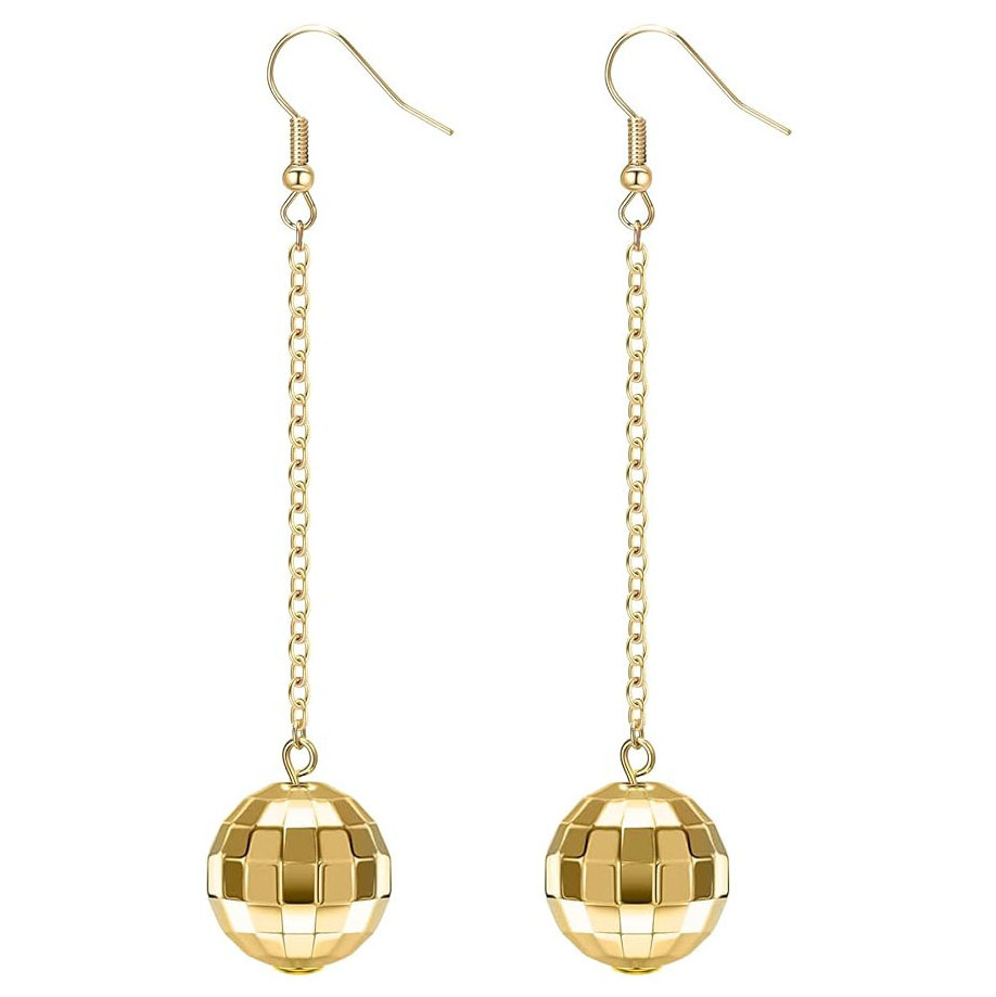 Adoshine Disco Ball Earrings for Women Silver Gold Disco Mirrorball Earrings Perfect for 70s outfits Dance Party Costume