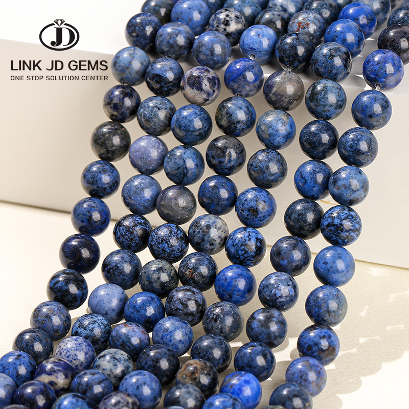 JD Semi Precious Dark Blue Color Gemstone Beads 6mm 8mm 10mm Natural Dumortierite Stone Round Loose Beads for Jewelry Making