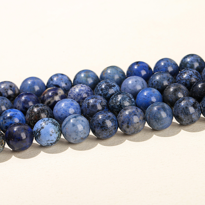 JD Semi Precious Dark Blue Color Gemstone Beads 6mm 8mm 10mm Natural Dumortierite Stone Round Loose Beads for Jewelry Making