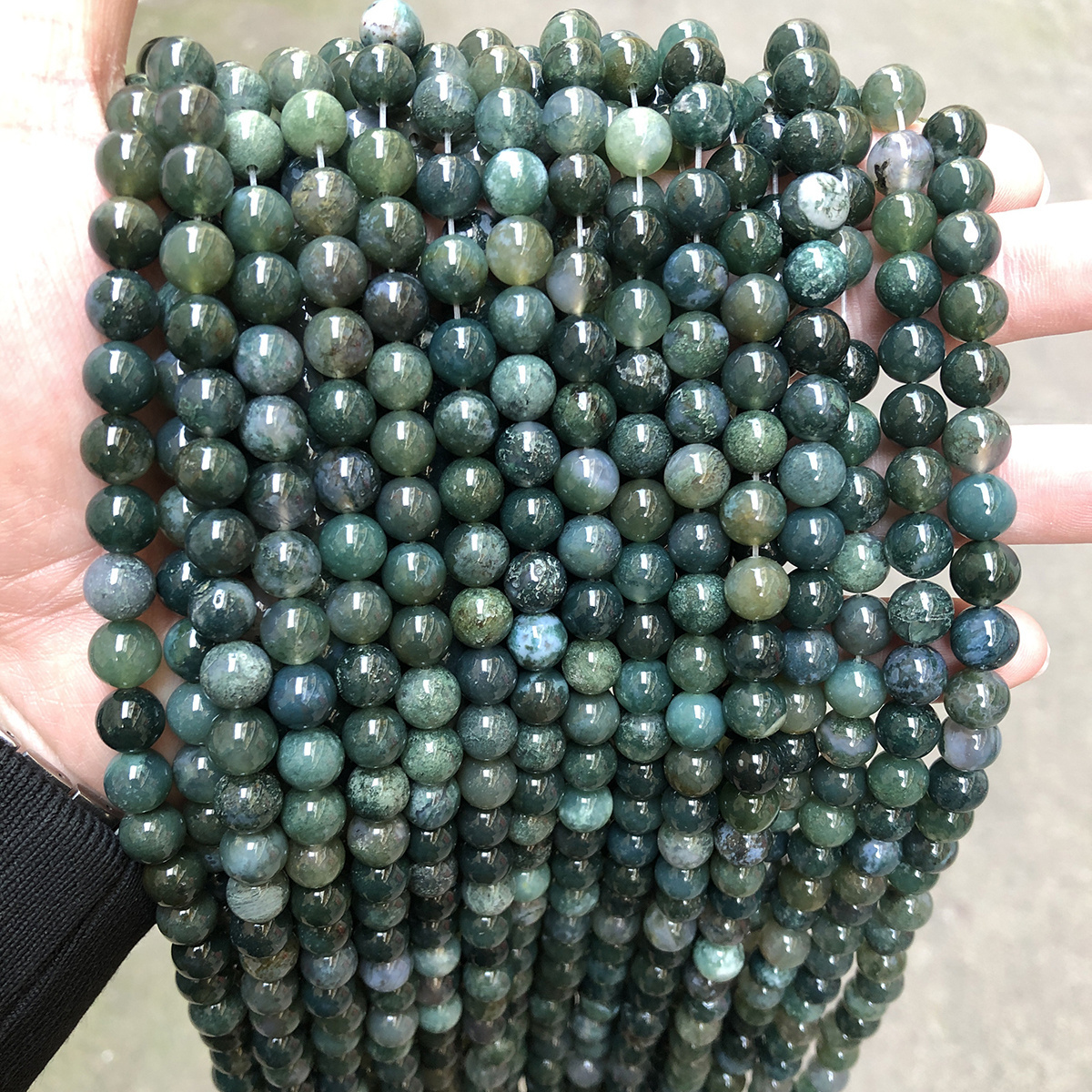 JD GEMS 4 6 8 10 12MM Pick Size Bracelet Accessory Natural Grass Agate Moss Agates Gemstone Beads Loose Beads For Jewelry Making