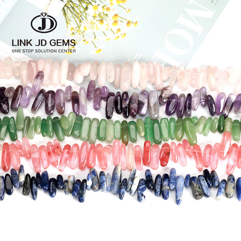 Loose Bead Strand Crystal Chips Quartz Stone Larimar Jade Irregular Chip Beads for Jewelry Making