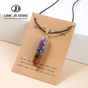 JD Hexagon Column Quartz Necklace Pendant Natural Stone Bullet Crystal Pendant Necklace Bohemian Necklace