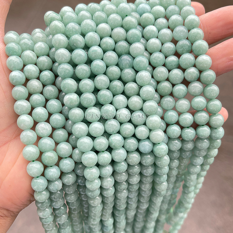 JD 6/8/10/12mm Natural Stone Burmese E Jade Dyed Color Myanmar Jade Round Loose Stone Beads for Jewelry Making